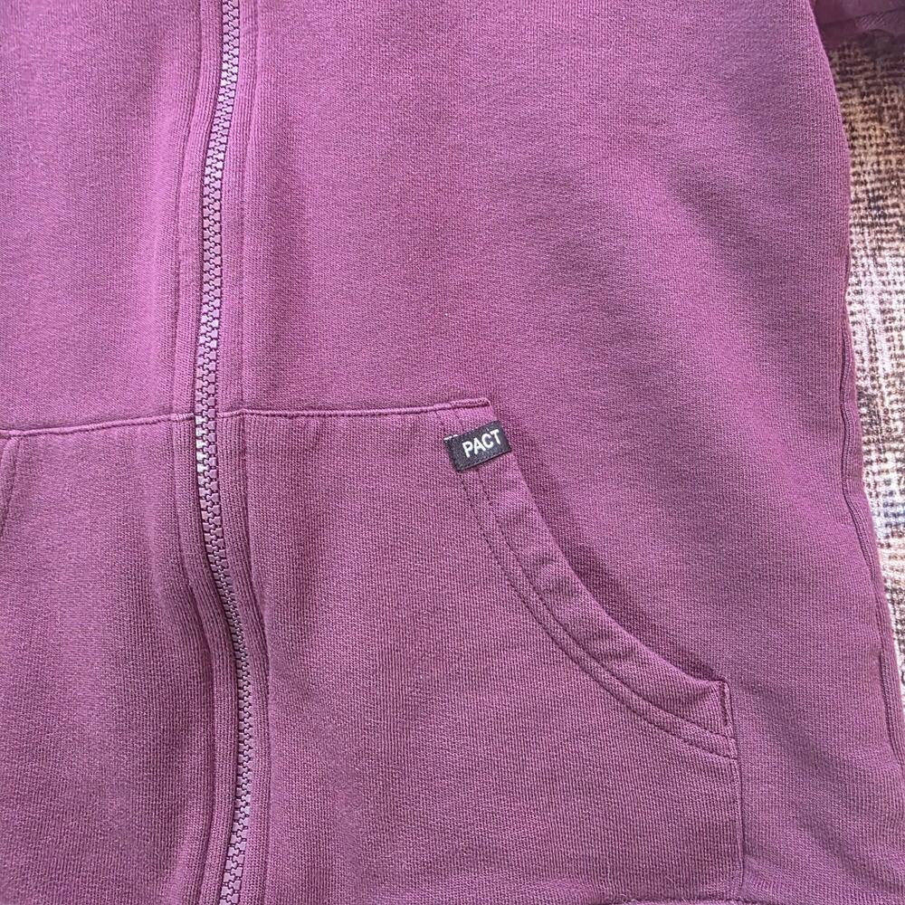 PACT Hoodie Womens Small Plum Purple Organic Cotton Brushed Fleece Zip Jacket - Picture 7 of 7